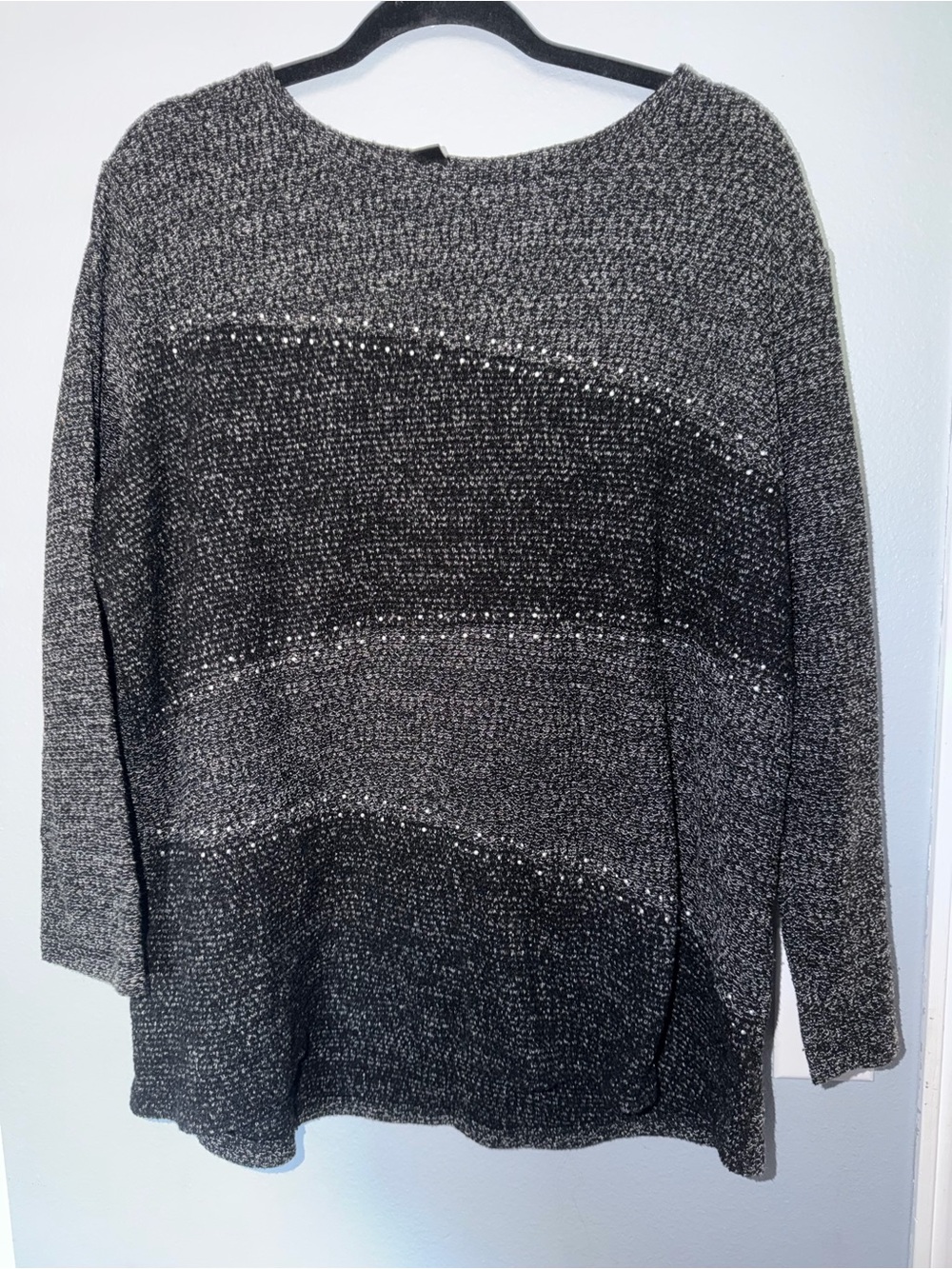 Style & Co. Charcoal Metallic Crew Neck Sweater